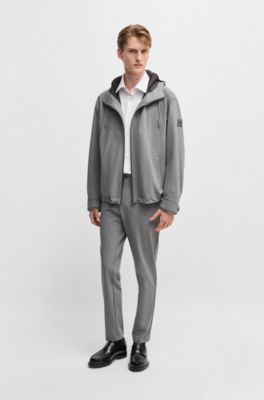 Slim-fit trousers in performance-stretch fabric, Grey