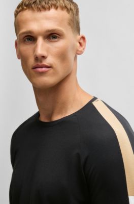 Cotton-blend pyjamas with contrast inserts, Black