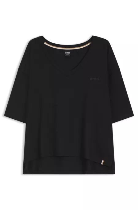 Relaxed-fit V-neck T-shirt in stretch jersey