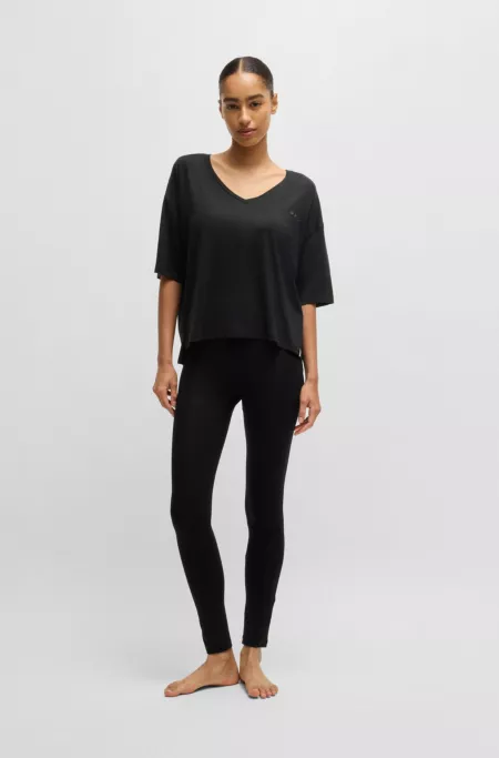 Relaxed-fit V-neck T-shirt in stretch jersey