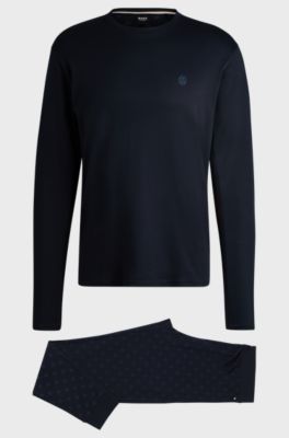 Interlock-cotton pyjamas with Double B monograms, Dark Blue