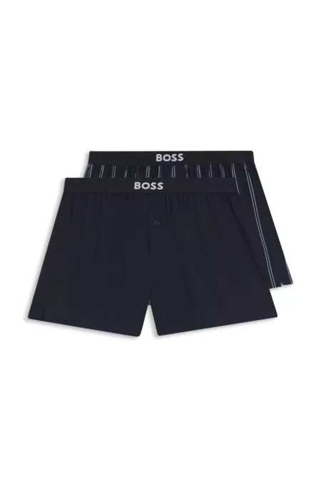 Two-pack of cotton pyjama shorts with logo waistbands