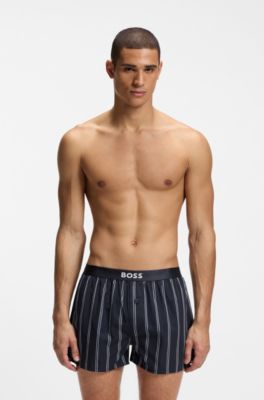 Two-pack of cotton pyjama shorts with logo waistbands, Dark Blue
