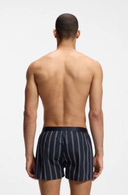 Two-pack of cotton pyjama shorts with logo waistbands, Dark Blue