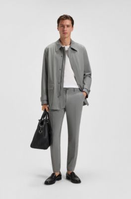 Regular-fit coat in micro-pattern stretch fabric, Grey