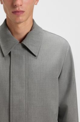 Regular-fit coat in micro-pattern stretch fabric, Grey