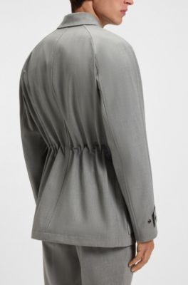 Regular-fit coat in micro-pattern stretch fabric, Grey