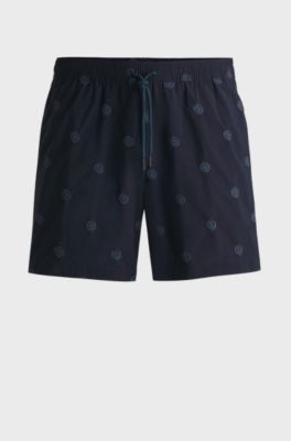Quick-dry swim shorts with Double B monograms, Dark Blue