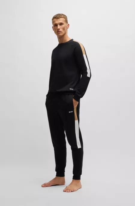Regular-fit sweatshirt in cotton terry with contrast panels