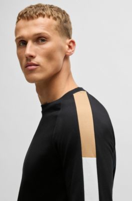 Regular-fit sweatshirt in cotton terry with contrast panels, Black