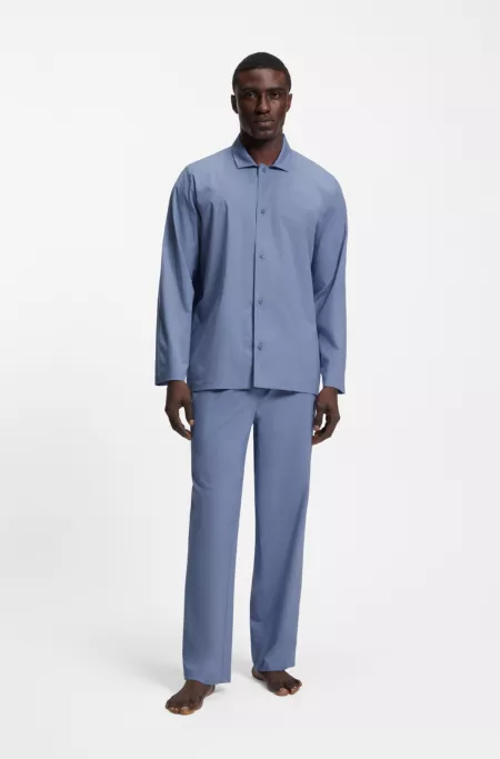 Pyjama deux pièces en popeline avec logo brodé