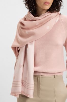Jacquard scarf with Double B monograms, light pink