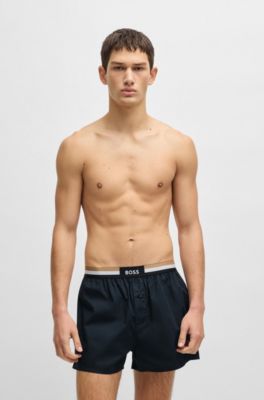 Two-pack of cotton pyjama shorts with logo waistbands, Green