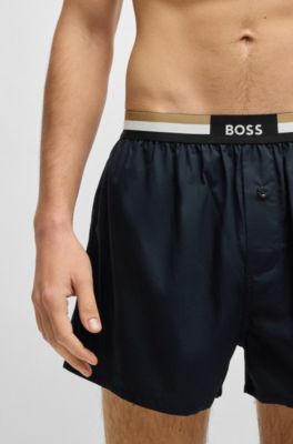 Two-pack of cotton pyjama shorts with logo waistbands, Green