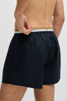 Two-pack of cotton pyjama shorts with logo waistbands, Green