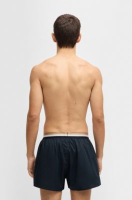 Two-pack of cotton pyjama shorts with logo waistbands, Green