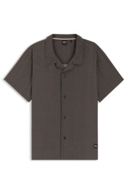 Regular-fit shirt with all-over print, Black