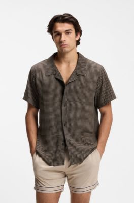 Regular-fit shirt with all-over print, Black