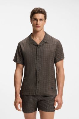 Regular-fit shirt with all-over print, Black