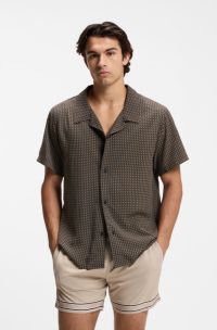 Regular-fit shirt with all-over print, Black