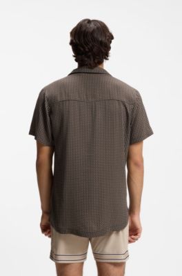 Regular-fit shirt with all-over print, Black