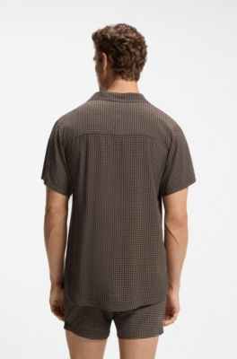 Chemise Regular &agrave; imprim&eacute; int&eacute;gral, Noir