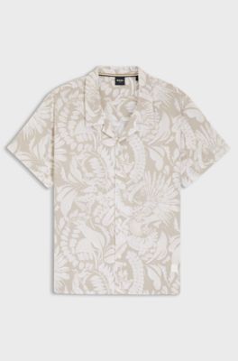 Regular-fit overhemd met moderne print , Lichtbeige