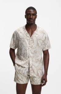 Regular-fit shirt with all-over print, Light Beige