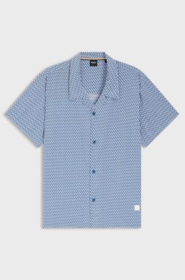 Chemise Regular &agrave; imprim&eacute; int&eacute;gral, bleu clair