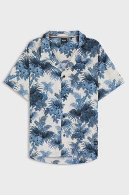 Regular-fit shirt with all-over print, Blue