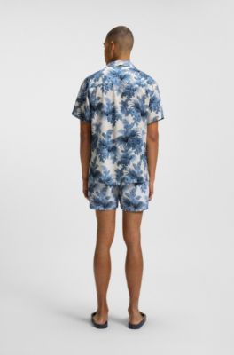 Regular-fit shirt with all-over print, Blue