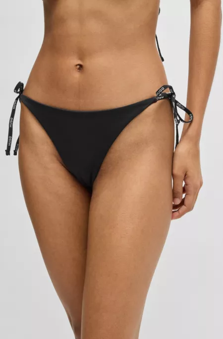 Bikini bottoms with contrast logo ties