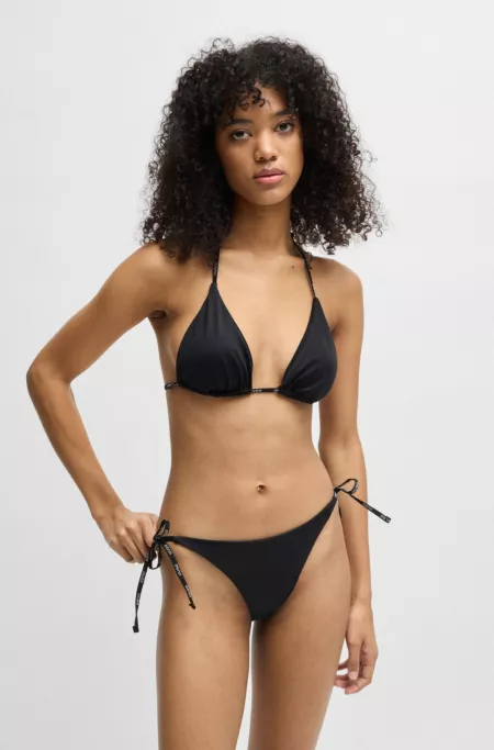 Bikini bottoms with contrast logo ties