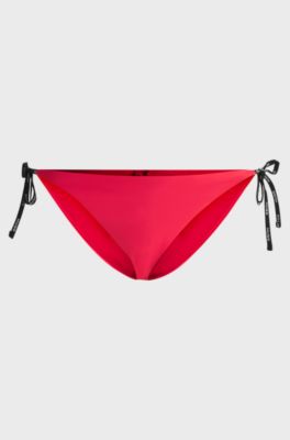 Bikinibroekje met contrasterende logostrikjes, Rood