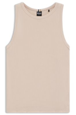 Ribbed-jersey tank top in stretch modal, Light Beige