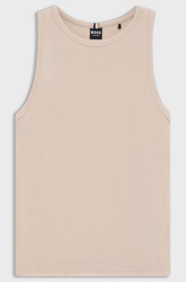 Ribbed-jersey tank top in stretch modal, Light Beige