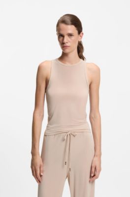 Ribbed-jersey tank top in stretch modal, Light Beige