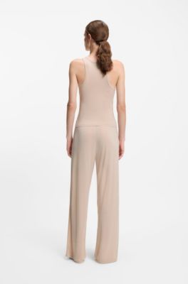 Ribbed-jersey tank top in stretch modal, Light Beige