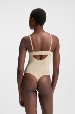 Body stretch &agrave; bonnets fixes avec empi&egrave;cements en mesh, Beige clair
