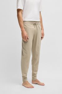 Bas de survêtement en molleton de coton avec logo imprimé et cordon de serrage, Beige clair
