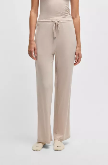 Ribbed-jersey tracksuit bottoms with drawcord waist