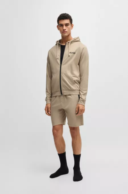 Cotton-terry zip-up hoodie with logo print