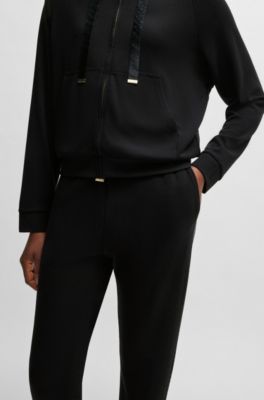 Monogram-detailed tracksuit bottoms with modal and silk, Black