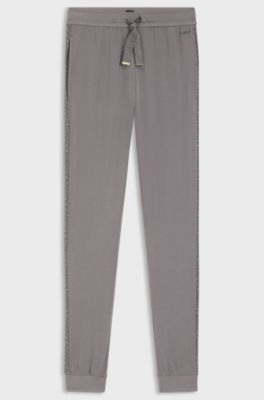 Monogram-detailed tracksuit bottoms with modal and silk, Grey
