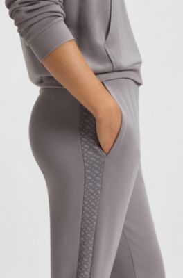 Monogram-detailed tracksuit bottoms with modal and silk, Grey