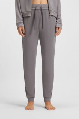 Monogram-detailed tracksuit bottoms with modal and silk, Grey
