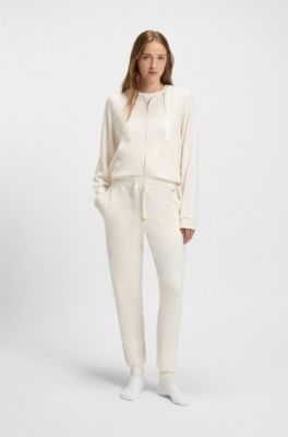 Monogram-detailed tracksuit bottoms with modal and silk, Natural