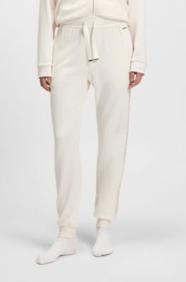 Monogram-detailed tracksuit bottoms with modal and silk, Natural