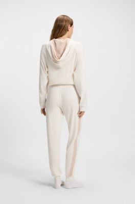 Monogram-detailed tracksuit bottoms with modal and silk, Natural