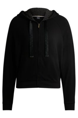 Interlock zip-up hoodie with monogram details, Black